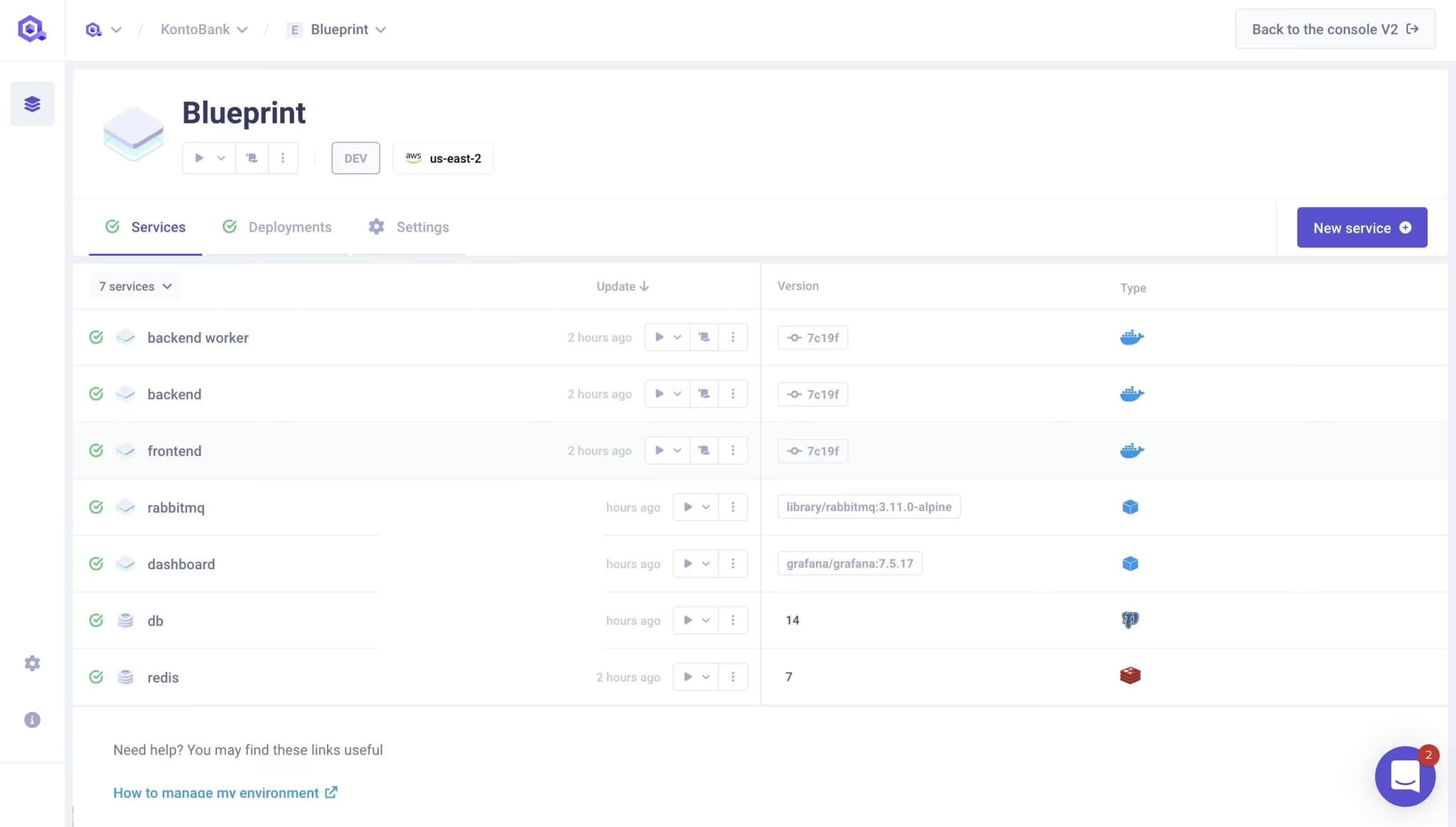 Qovery dashboard, 2022